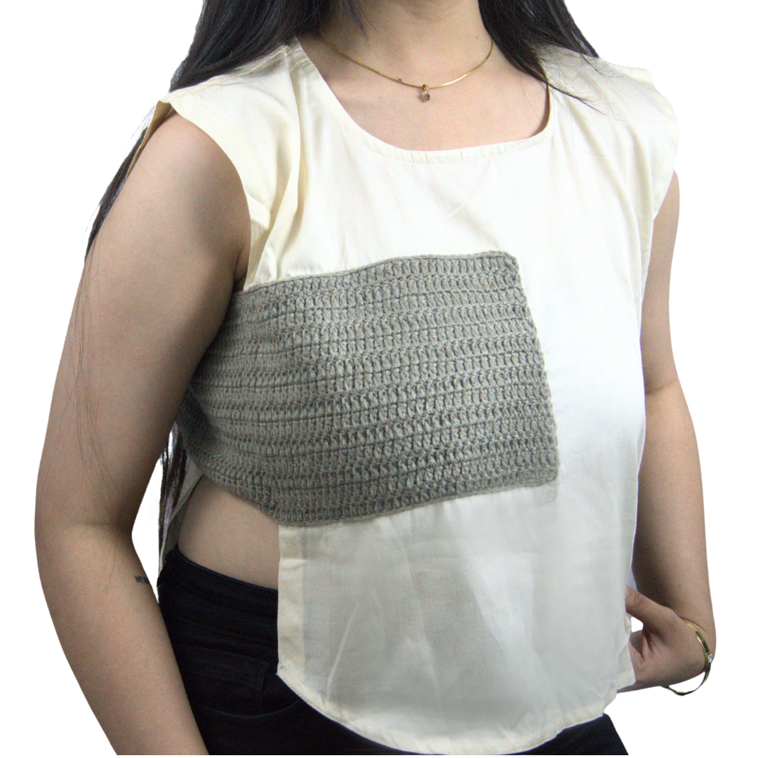 Handcrafted Cotton Sleeveless Top with Crochet Patch
