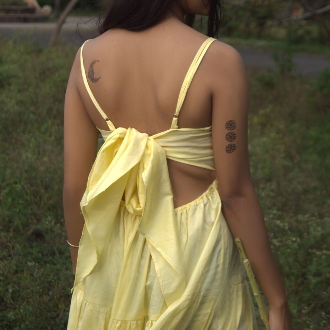 Butter Yellow Tiered Midi Dress