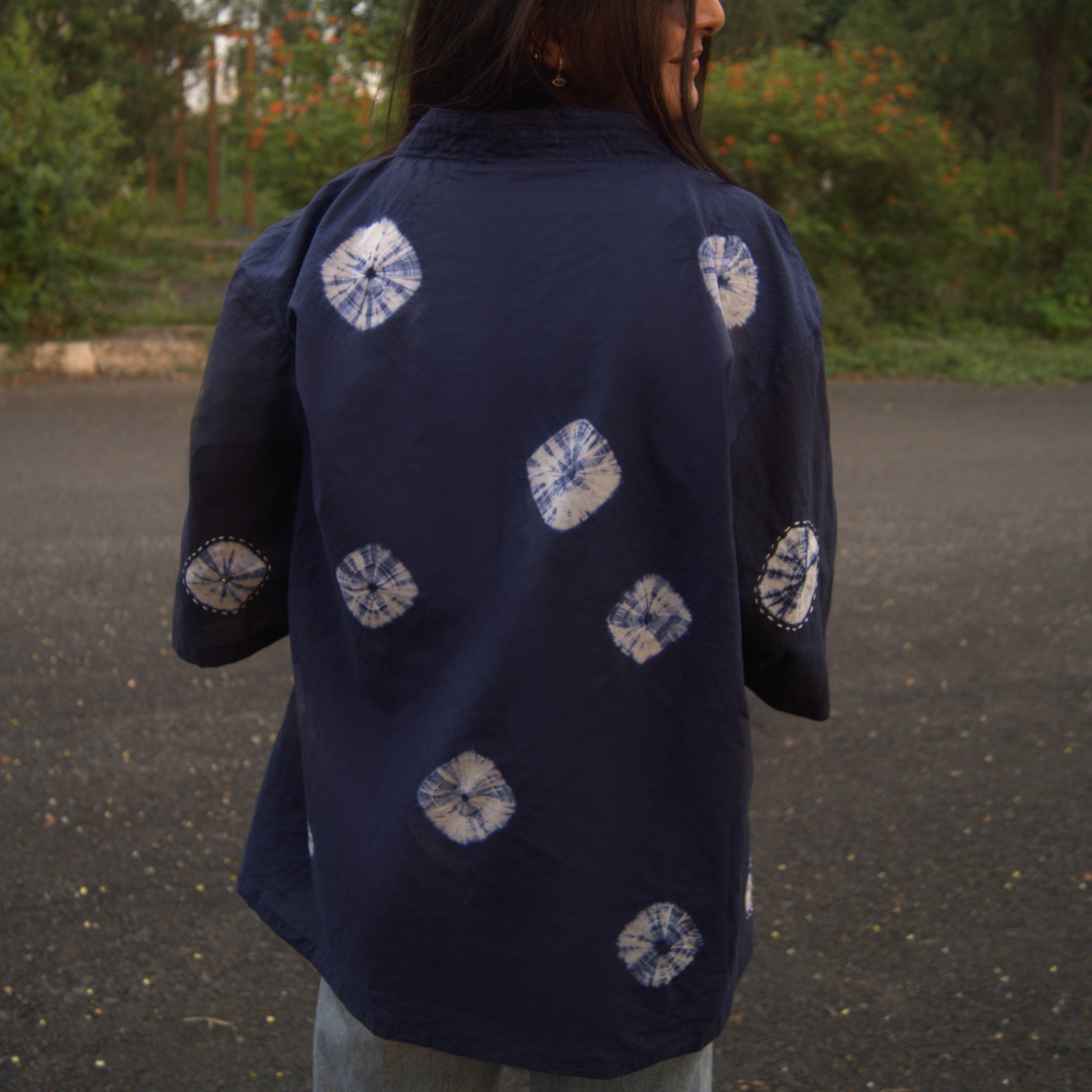 Indigo Blue Handcrafted Shibori Cotton Jacket