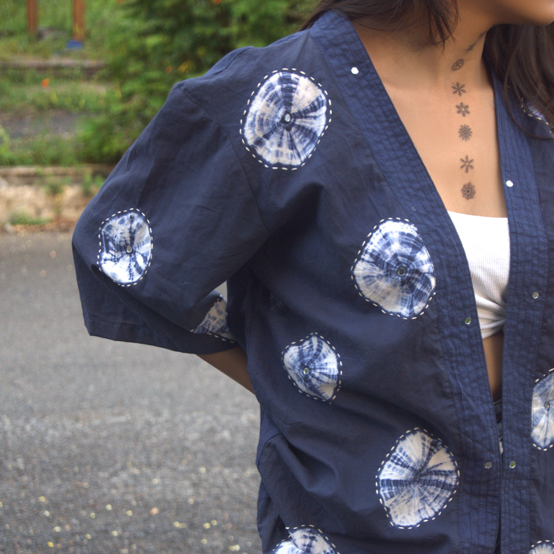 Indigo Blue Handcrafted Shibori Cotton Jacket