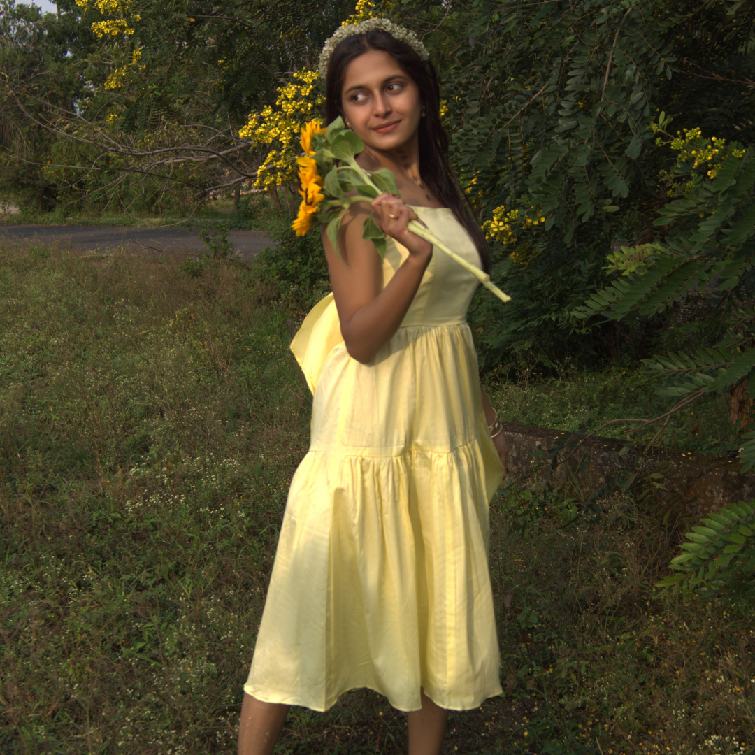 Butter Yellow Tiered Midi Dress