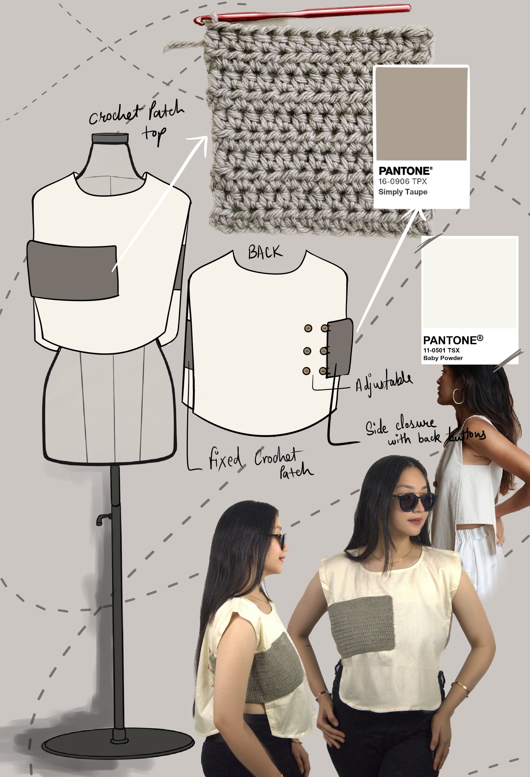 Handcrafted Cotton Sleeveless Top with Crochet Patch