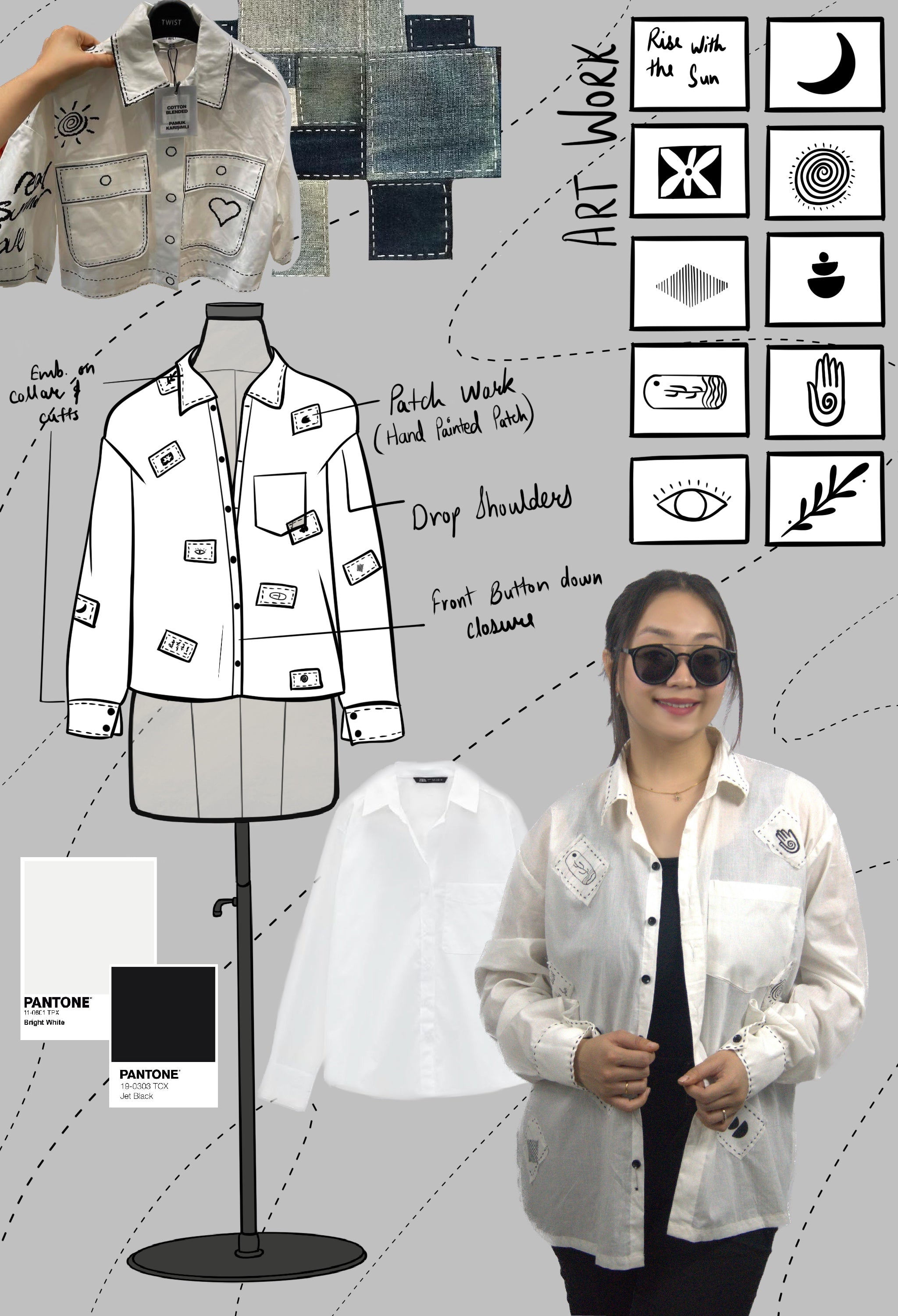 Hand-Painted Patchwork Cotton Shirt