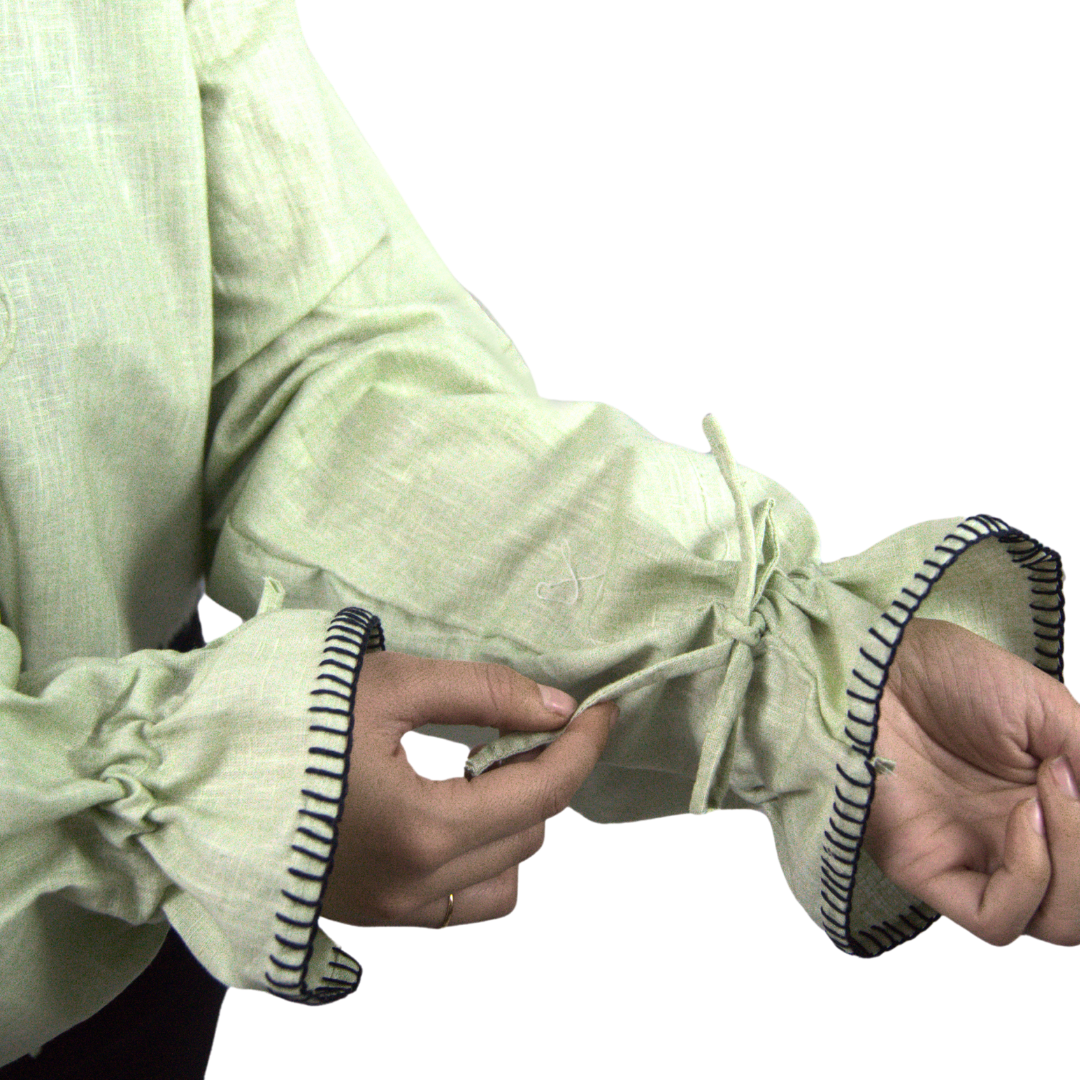 Hand embroidered Linen Tie-Up top (Relaxed Fit )