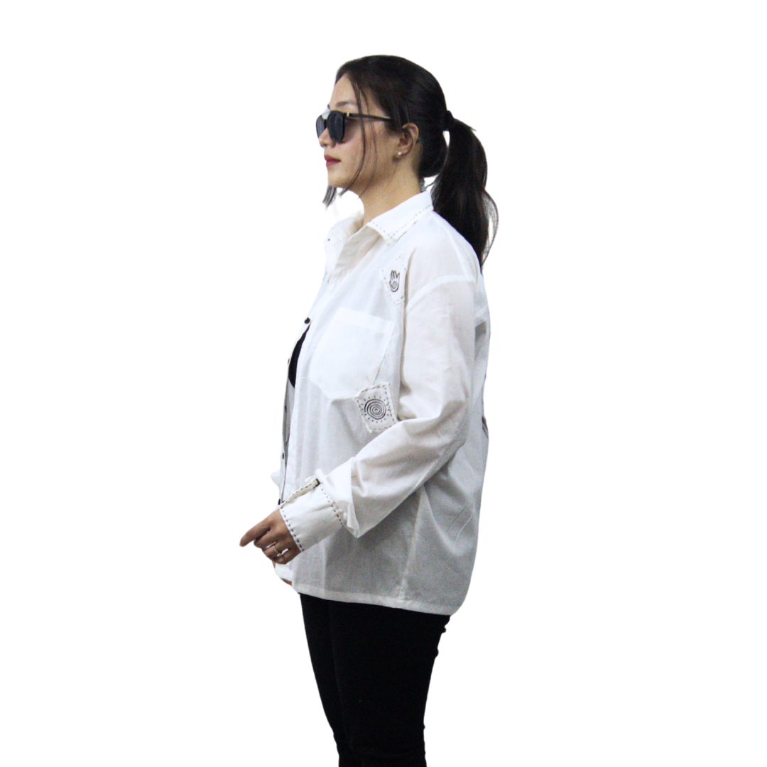 Hand-Painted Patchwork Cotton Shirt