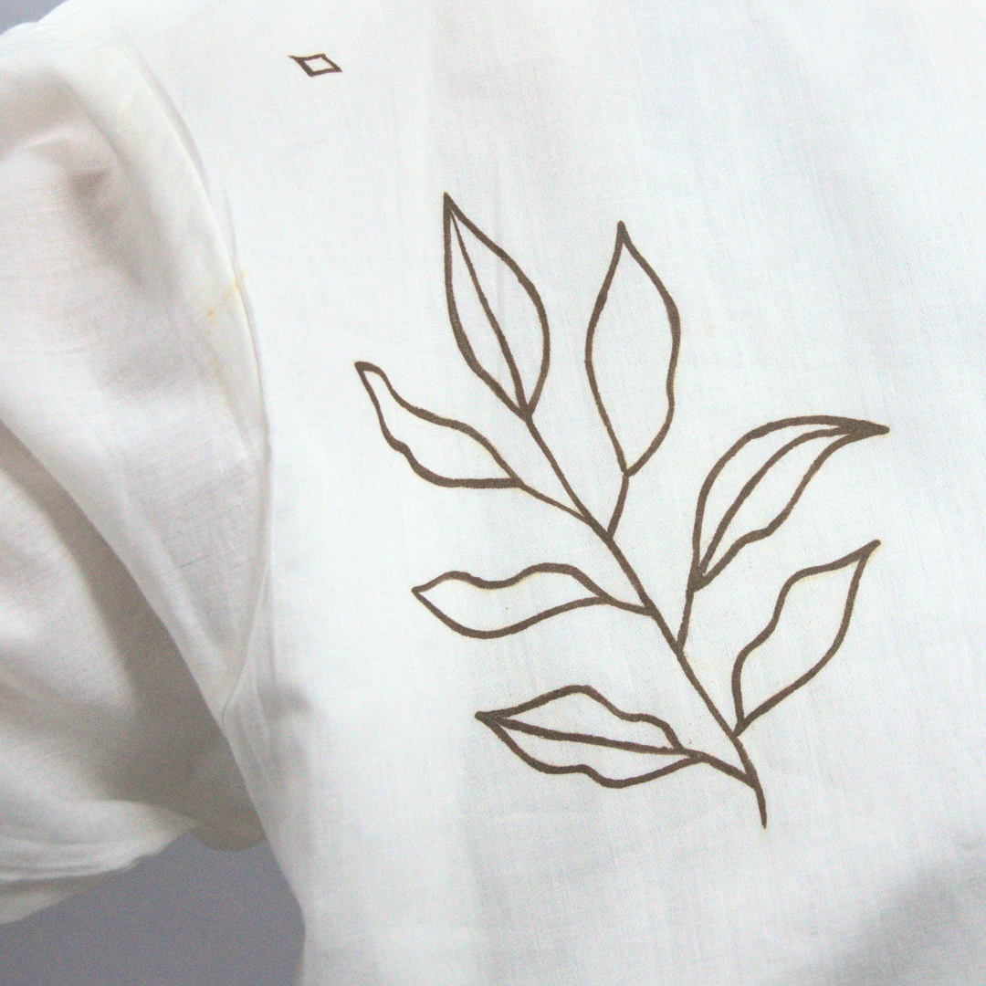 Cotton Button-Down Shirt –  with Hand Painting (Relaxed Fit)