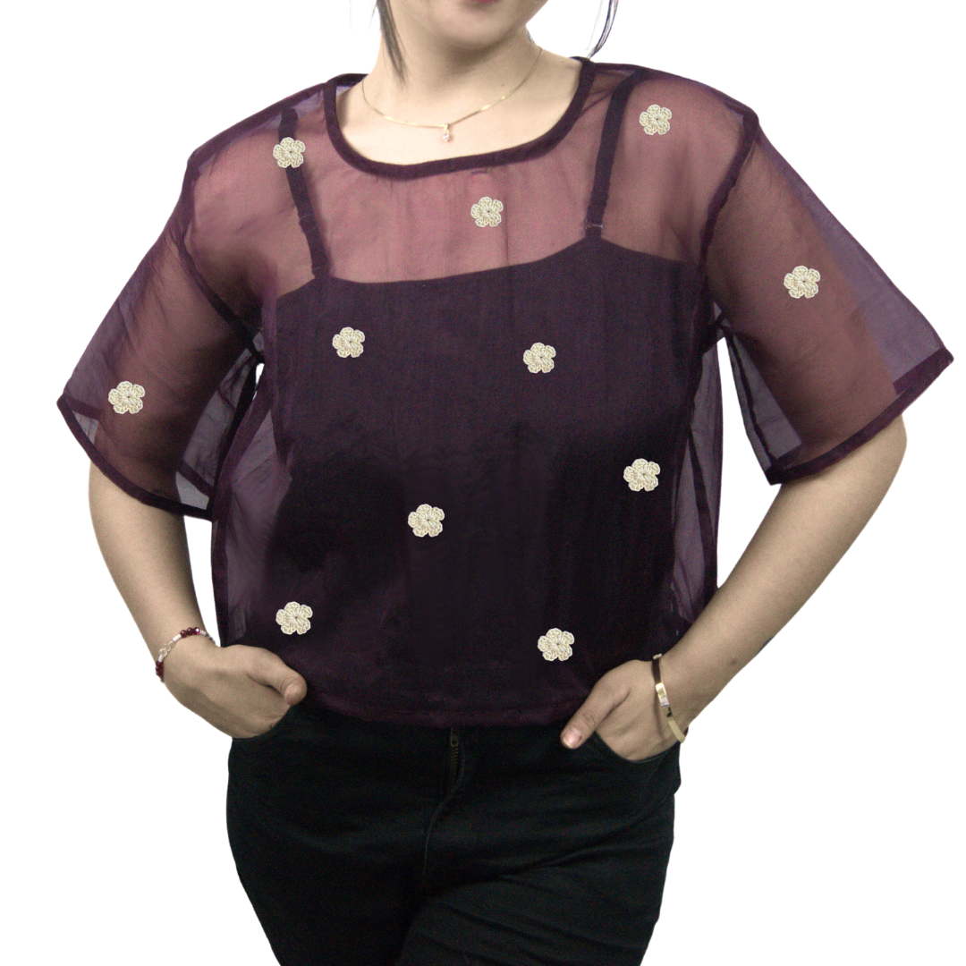 Sheer Organza Oversized Top