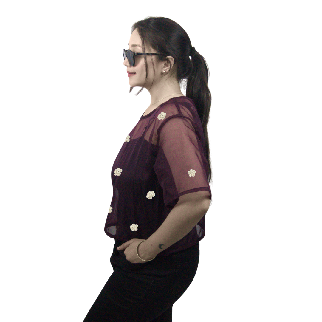 Sheer Organza Oversized Top