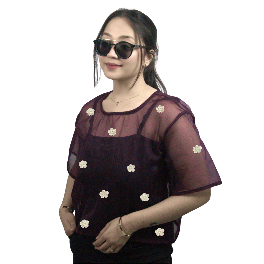 Sheer Organza Oversized Top