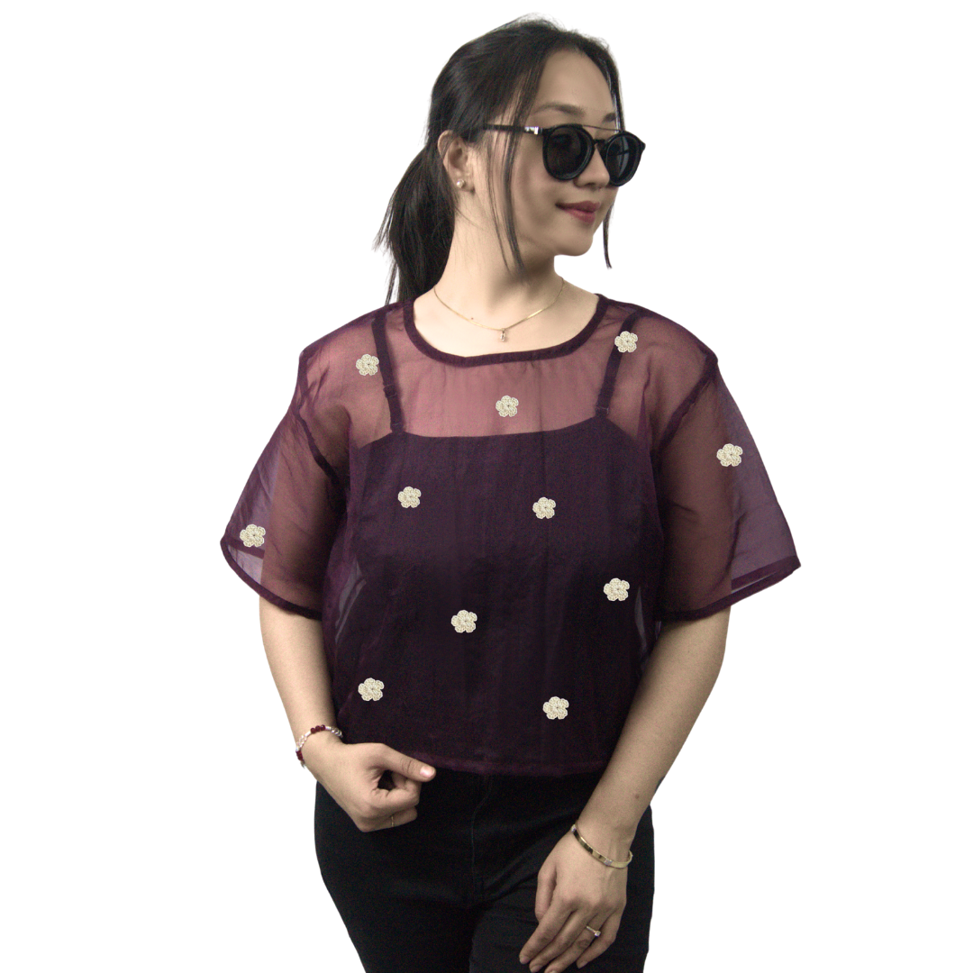 Sheer Organza Oversized Top
