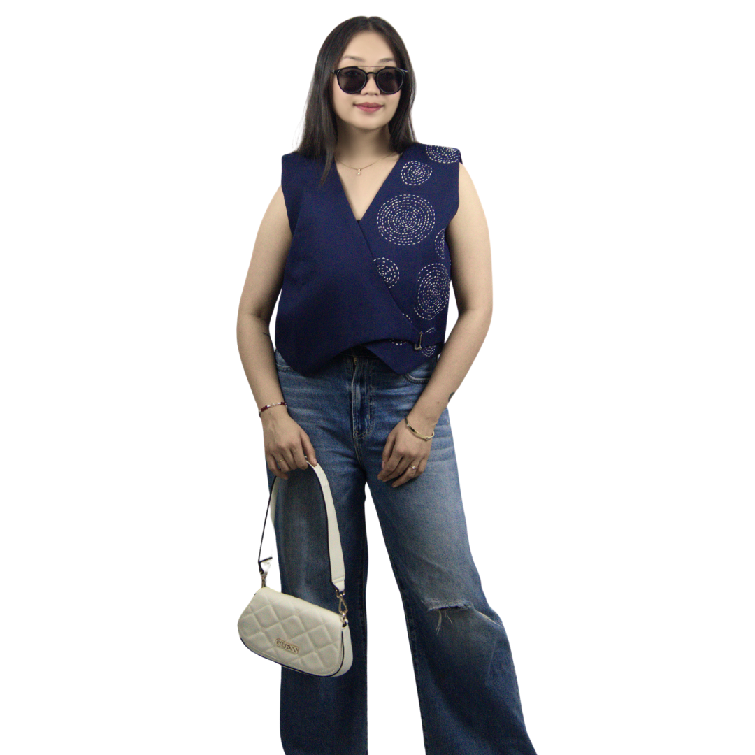 Hand-Embroidered Wrap Vest