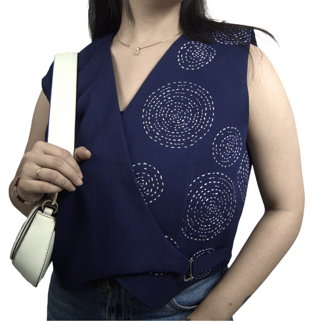 Hand-Embroidered Wrap Vest