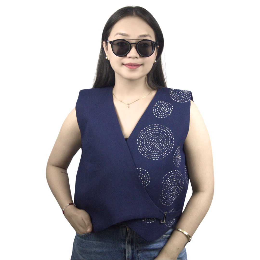 Hand-Embroidered Wrap Vest