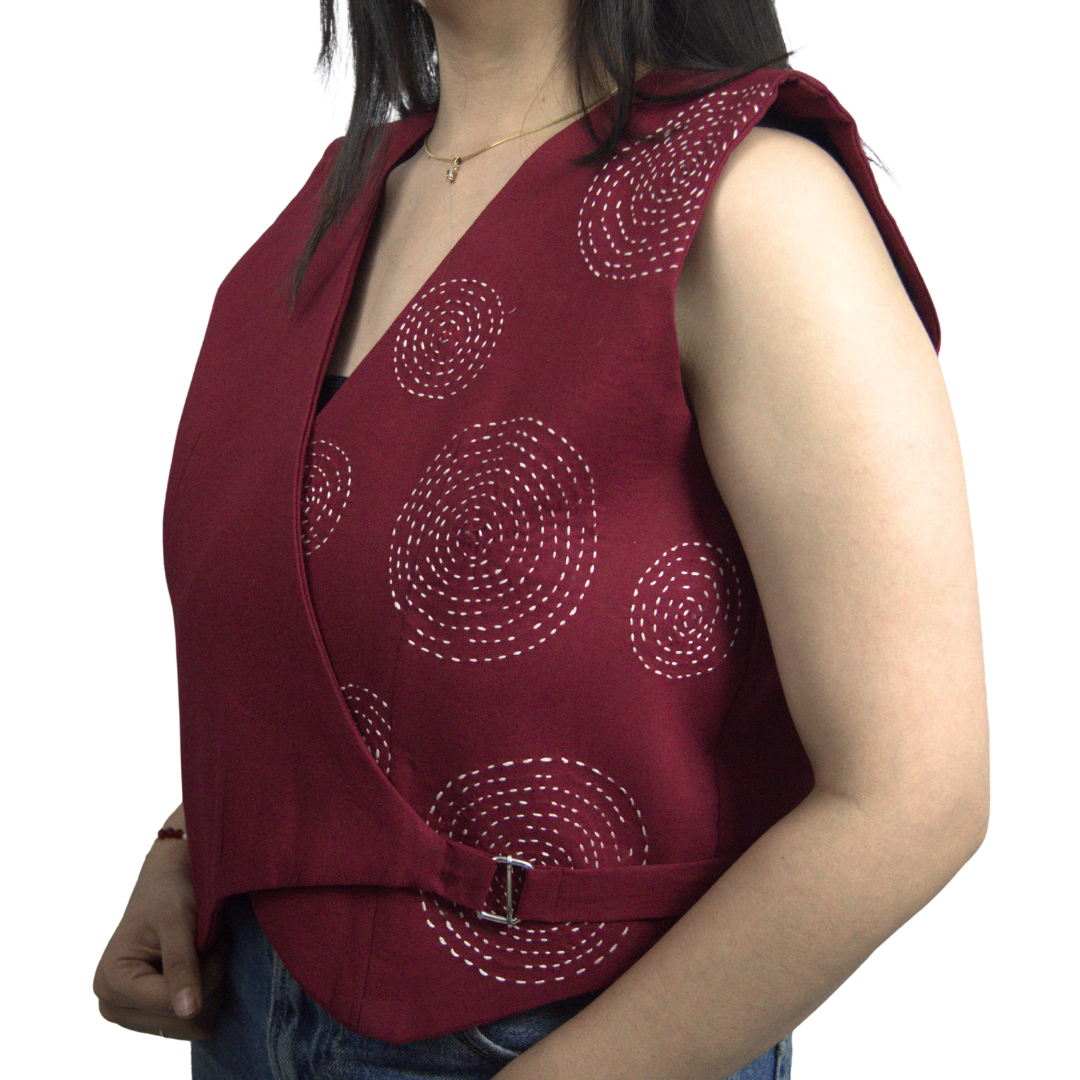 Hand-Embroidered Wrap Vest