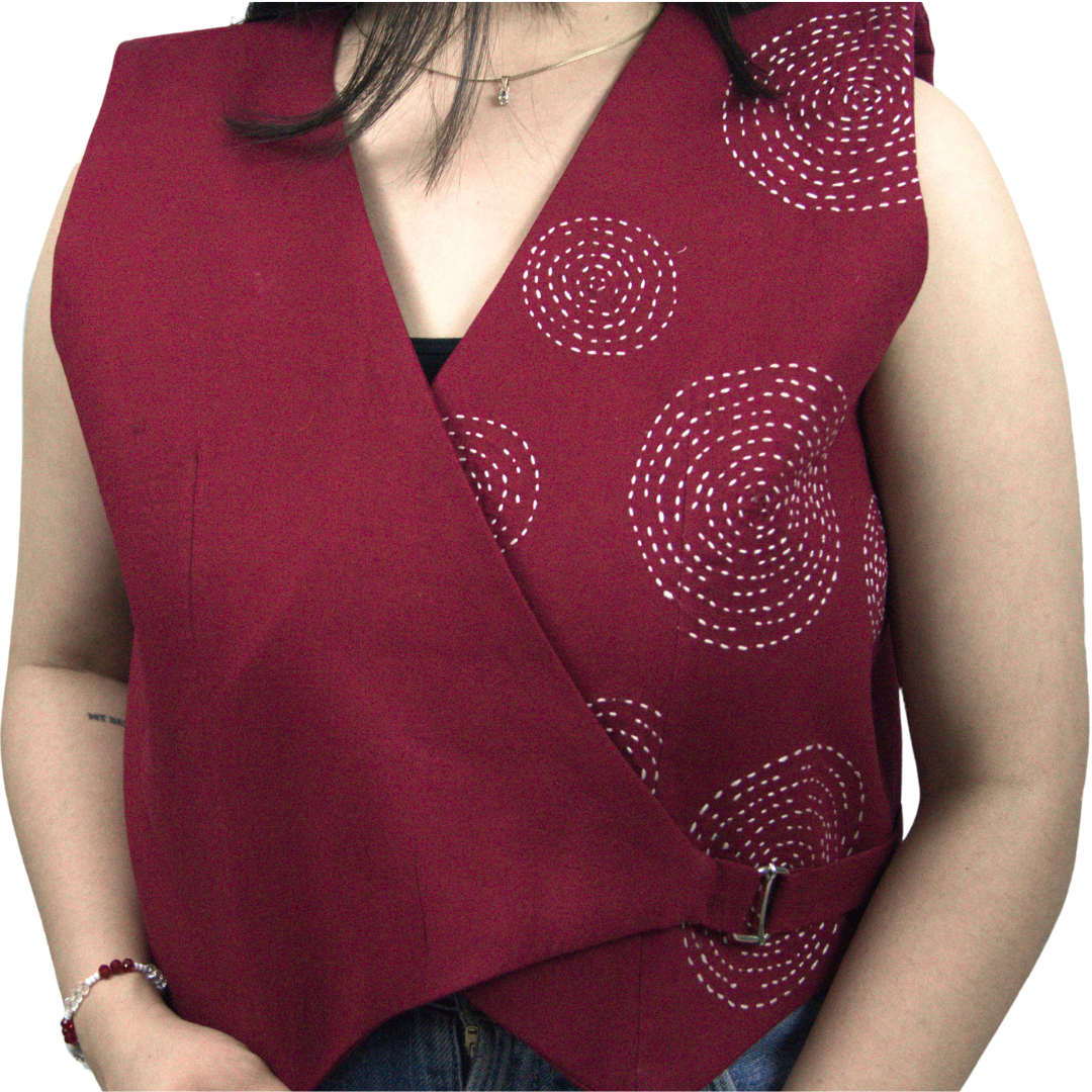 Hand-Embroidered Wrap Vest