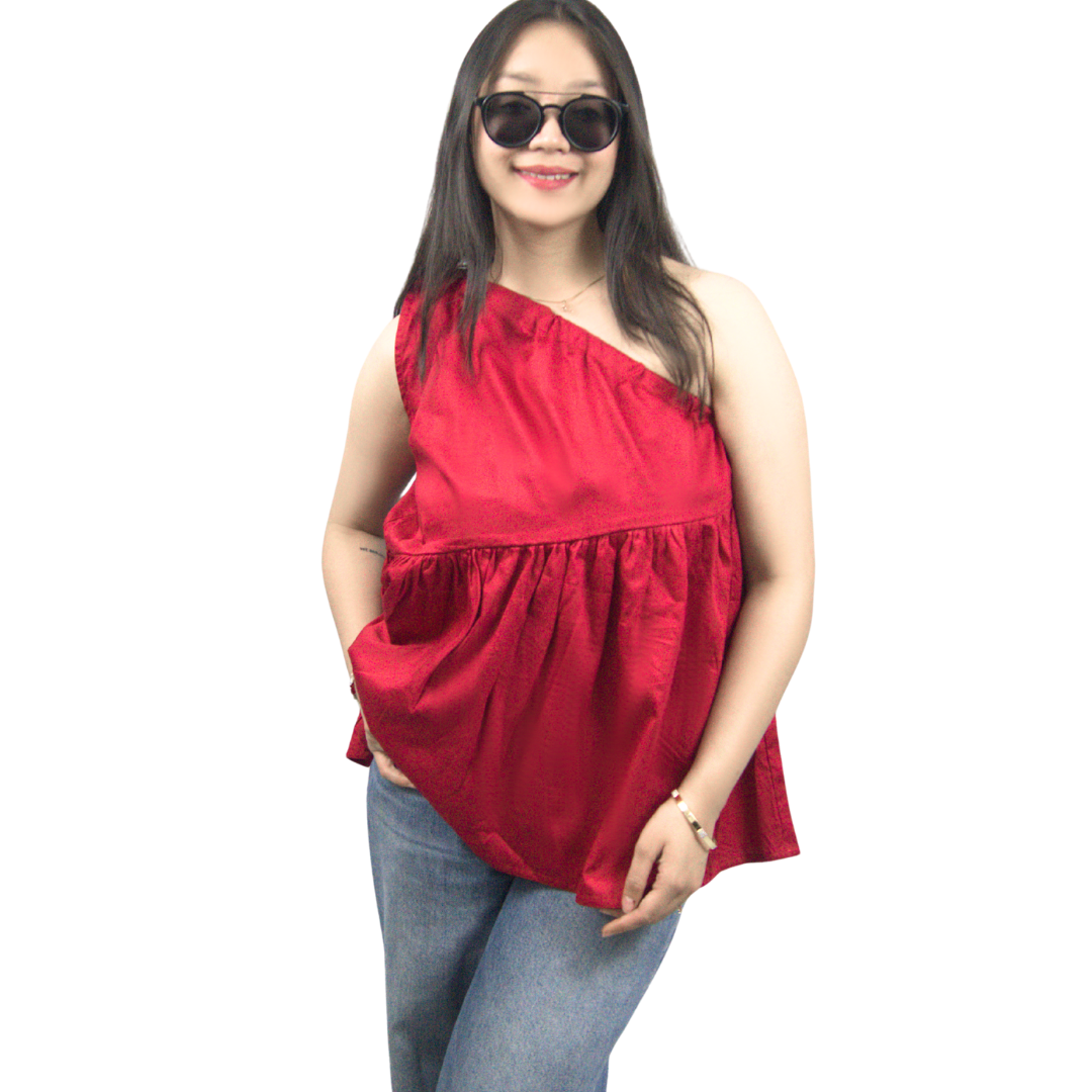 Chic One-Shoulder Flowy Top