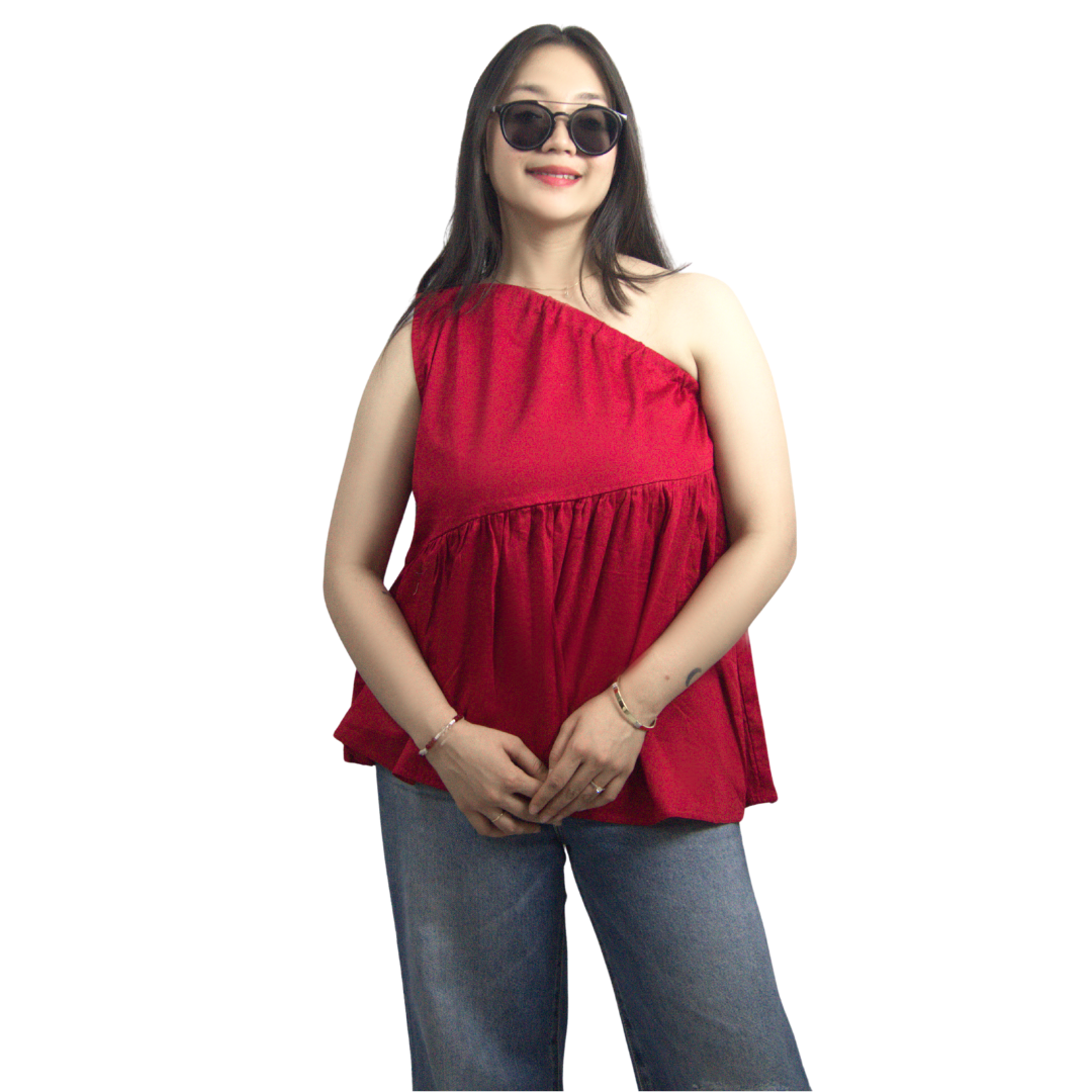 Chic One-Shoulder Flowy Top