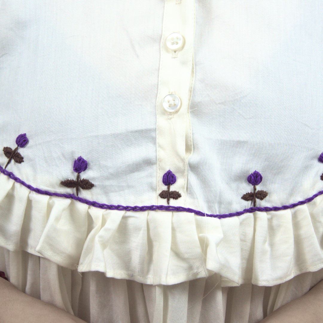 Embroidered Ruffle Short Loose Fit Dress