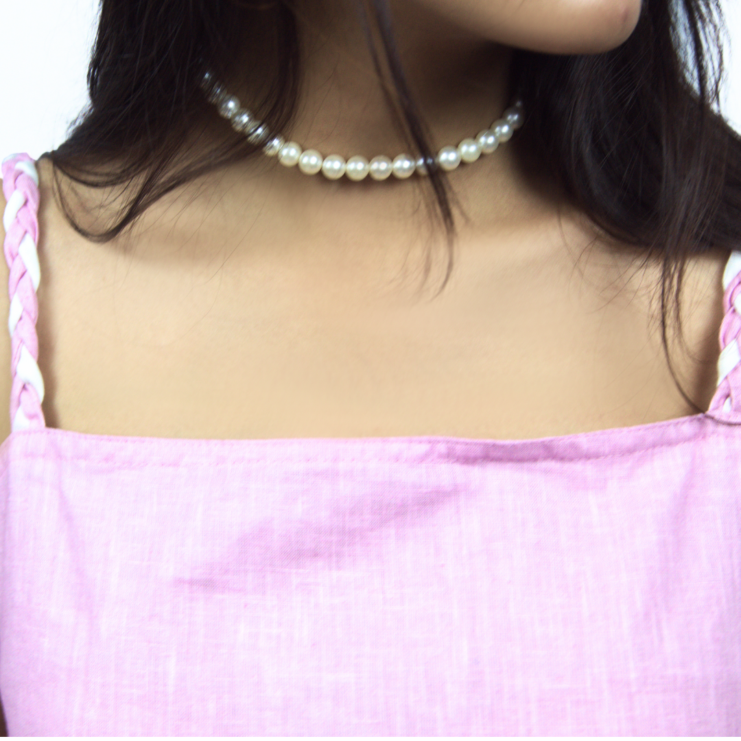 Linen A-Line Dress – Open-Back with Braided Tie Straps